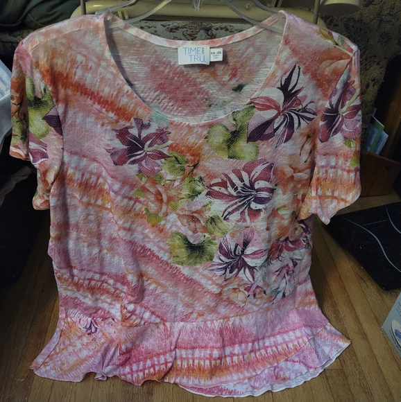 TIME&TRU -XXL- SPARKLE FLORAL DESIGN BLOUSE - Picture 1 of 3